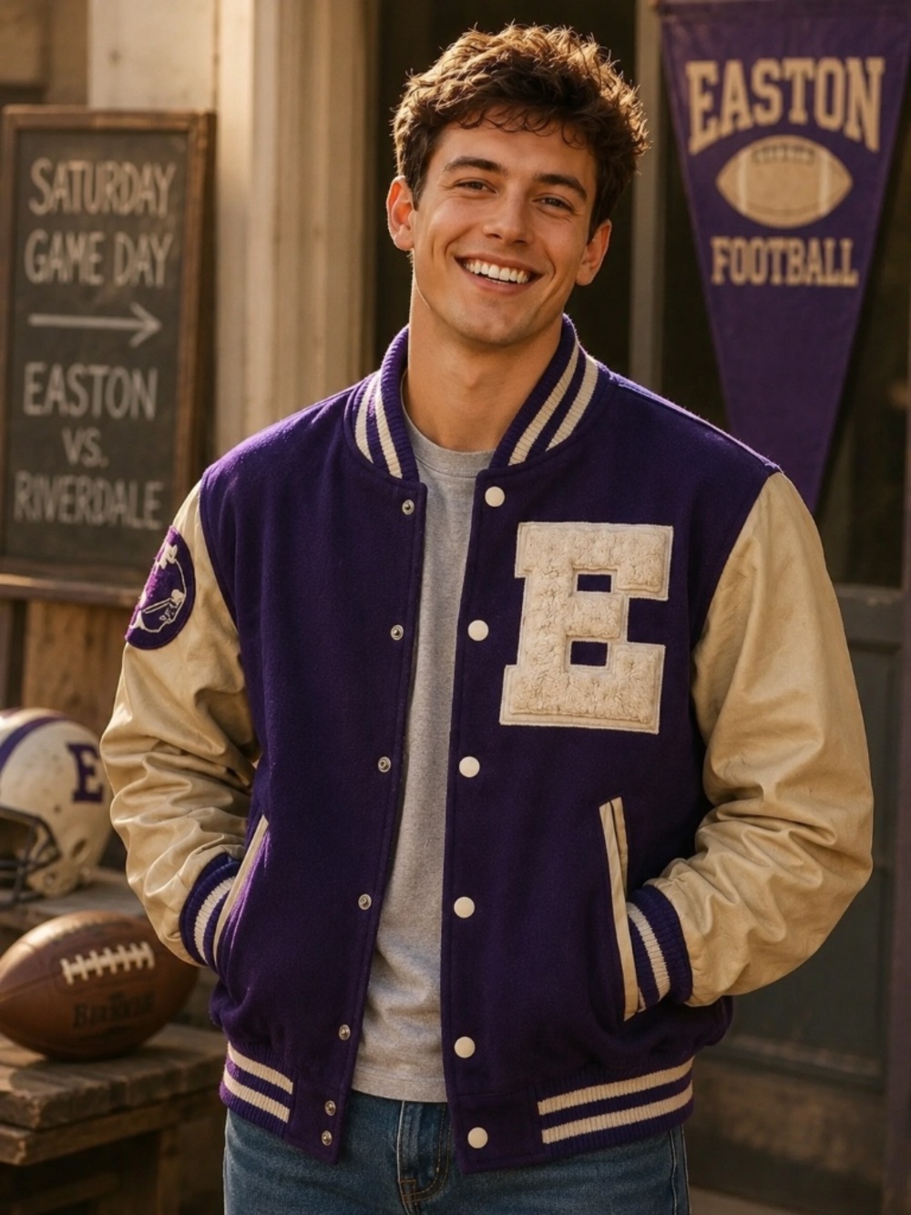 Vintage Champion Running Man Varsity Jacket S Purple Wool Letterman Rare 60s